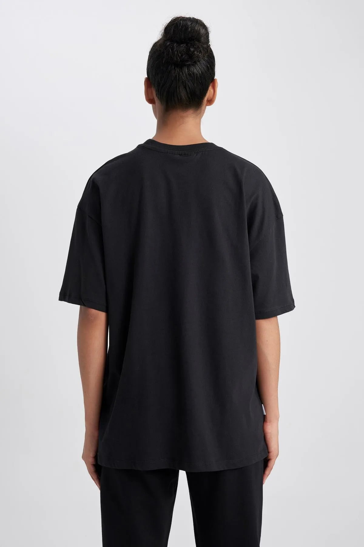 Unisex Oversize NBA Baskılı Siyah T-Shirt