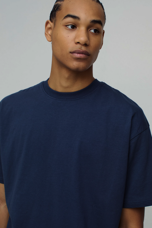 Unisex Oversize Premium Basic Lacivert T-Shirt