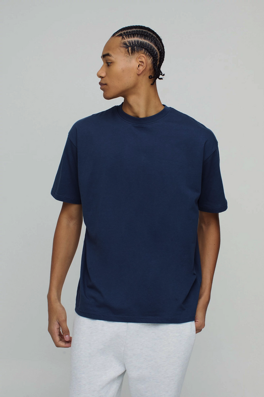 Unisex Oversize Premium Basic Lacivert T-Shirt