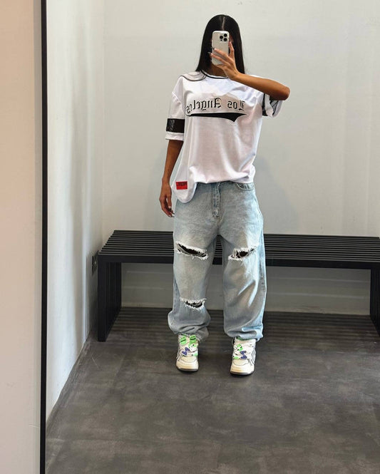 Unisex Oversize LOSANGLES Forma T-Shirt