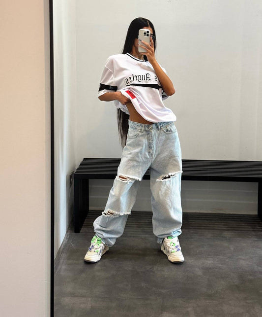 Unisex Oversize LOSANGLES Forma T-Shirt